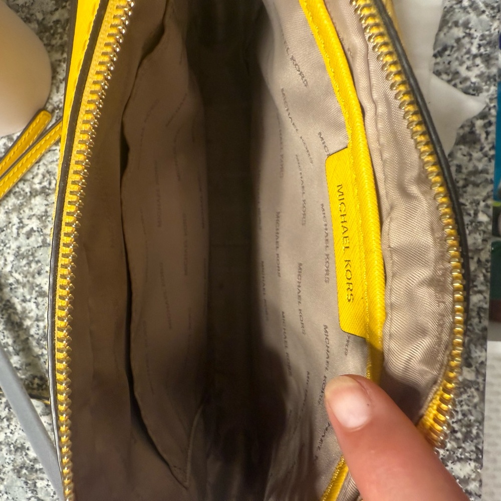 Michael Kors Yellow and Gray Clutch with Vibrant Trim